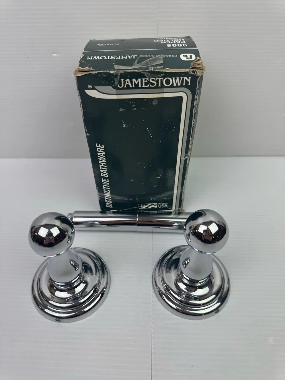 Vintage Franklin Brass Jamestown Polished Chrome Toilet Paper Holder 9008PC NIB